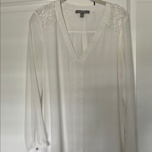 Elegant White Blouse with Floral Accents